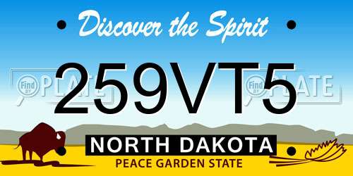 259VT5 North Dakota License Plate