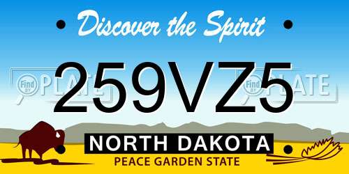 259VZ5 North Dakota License Plate