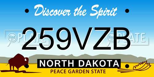 259VZB North Dakota License Plate