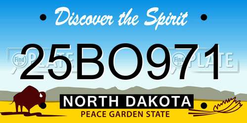 25BO971 North Dakota License Plate