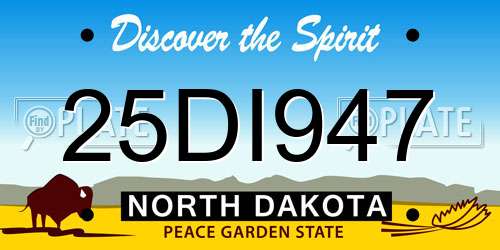 25DI947 North Dakota License Plate