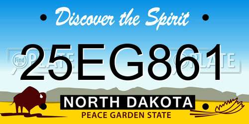 25EG861 North Dakota License Plate