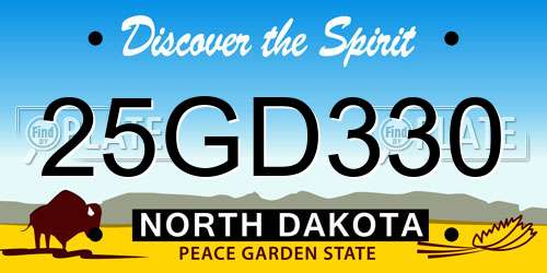 25GD330 North Dakota License Plate