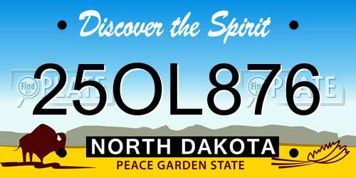 25OL876 North Dakota License Plate