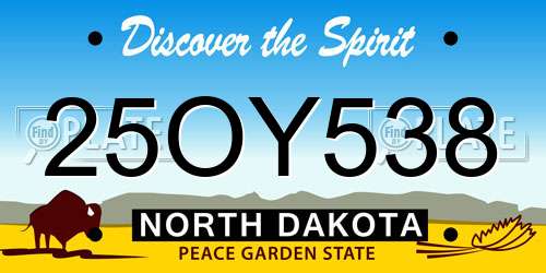 25OY538 North Dakota License Plate
