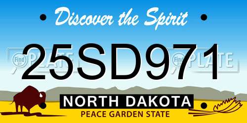 25SD971 North Dakota License Plate