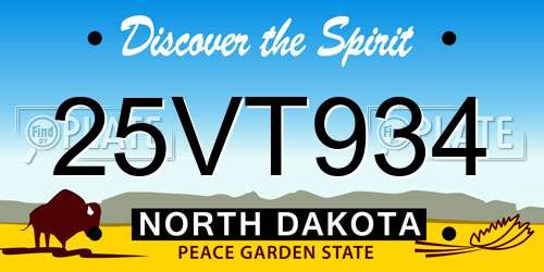 25VT934 North Dakota License Plate