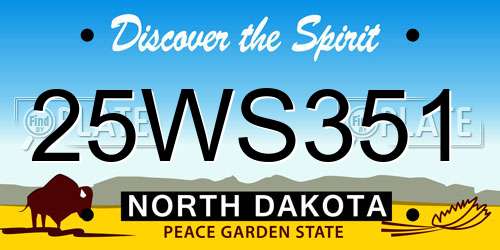 25WS351 North Dakota License Plate
