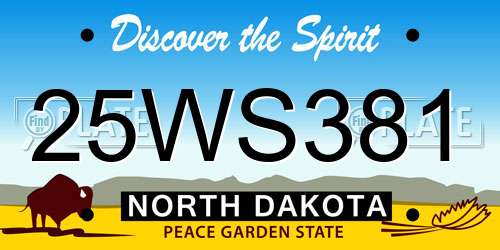 25WS381 North Dakota License Plate