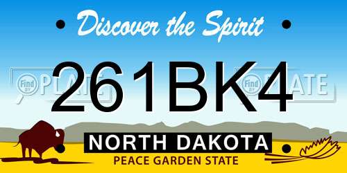 261BK4 North Dakota License Plate