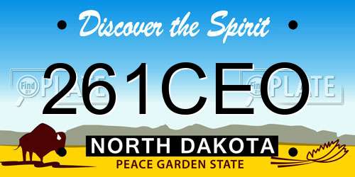 261CEO North Dakota License Plate
