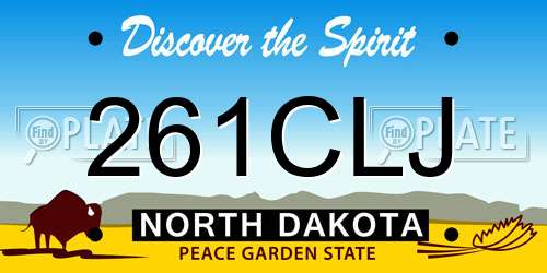 261CLJ North Dakota License Plate