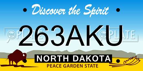 263AKU North Dakota License Plate