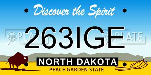263IGE North Dakota License Plate