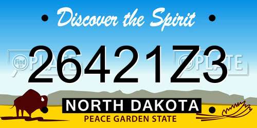 26421Z3 North Dakota License Plate