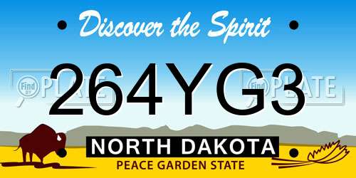 264YG3 North Dakota License Plate