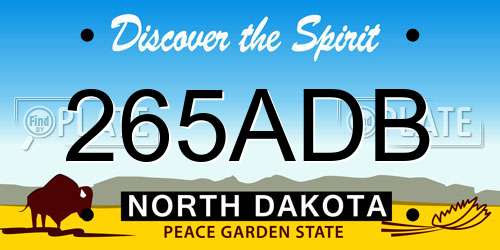 265ADB North Dakota License Plate