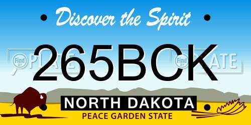 265BCK North Dakota License Plate