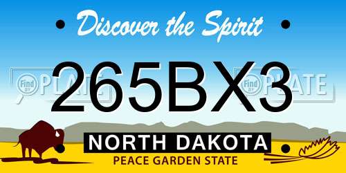 265BX3 North Dakota License Plate