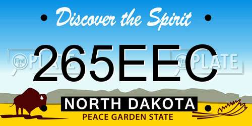 265EEC North Dakota License Plate