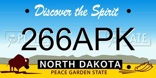 266APK North Dakota License Plate