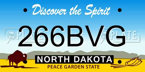 266BVG North Dakota License Plate