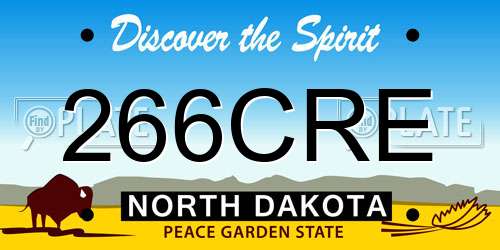 266CRE North Dakota License Plate