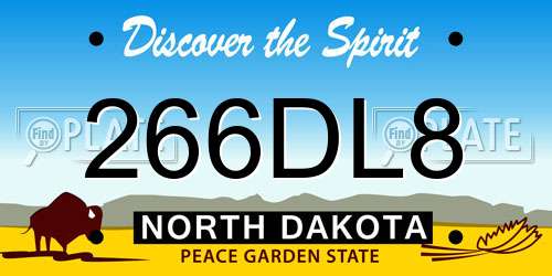 266DL8 North Dakota License Plate