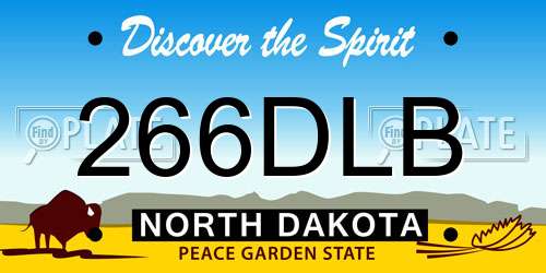 266DLB North Dakota License Plate