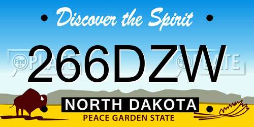 266DZW North Dakota License Plate