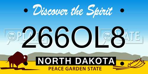 266OL8 North Dakota License Plate