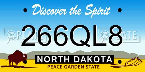 266QL8 North Dakota License Plate