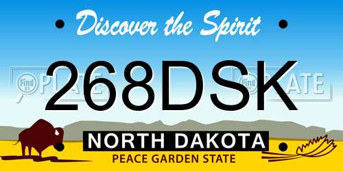 268DSK North Dakota License Plate