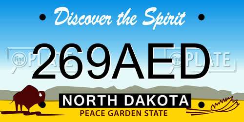 269AED North Dakota License Plate