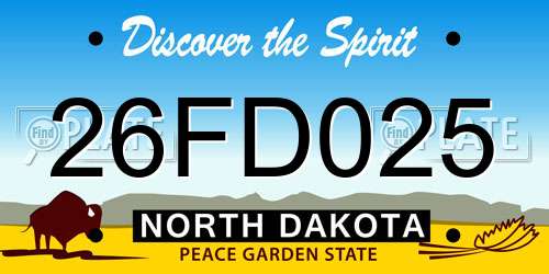 26FD025 North Dakota License Plate