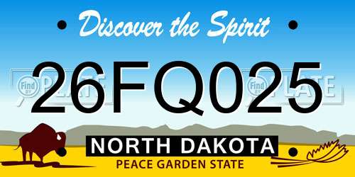 26FQ025 North Dakota License Plate