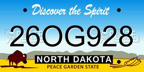 26OG928 North Dakota License Plate