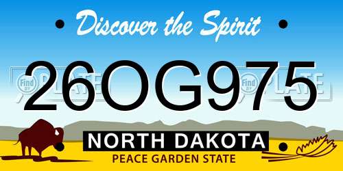 26OG975 North Dakota License Plate