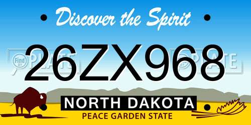 26ZX968 North Dakota License Plate