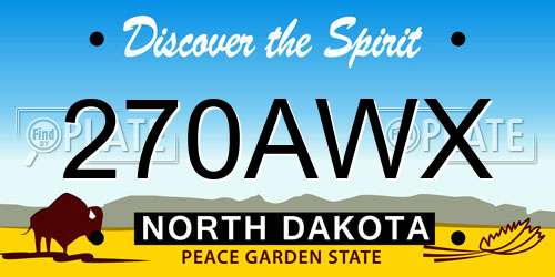 270AWX North Dakota License Plate