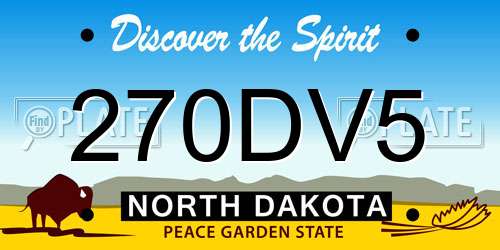 270DV5 North Dakota License Plate