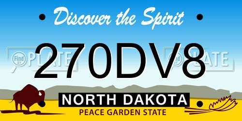 270DV8 North Dakota License Plate