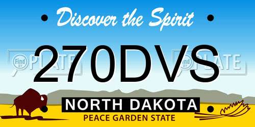 270DVS North Dakota License Plate
