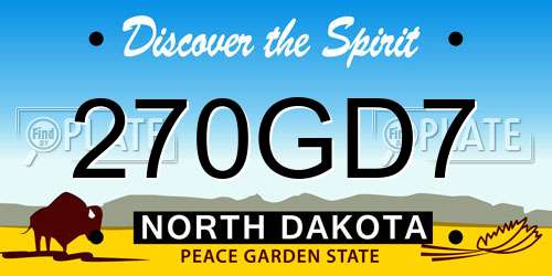 270GD7 North Dakota License Plate