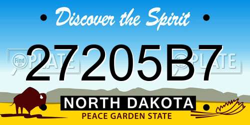 27205B7 North Dakota License Plate