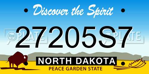 27205S7 North Dakota License Plate