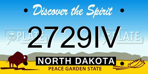 2729IV North Dakota License Plate