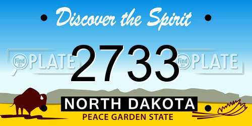 2733 North Dakota License Plate