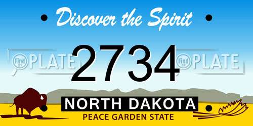 2734 North Dakota License Plate