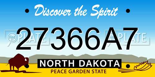 27366A7 North Dakota License Plate